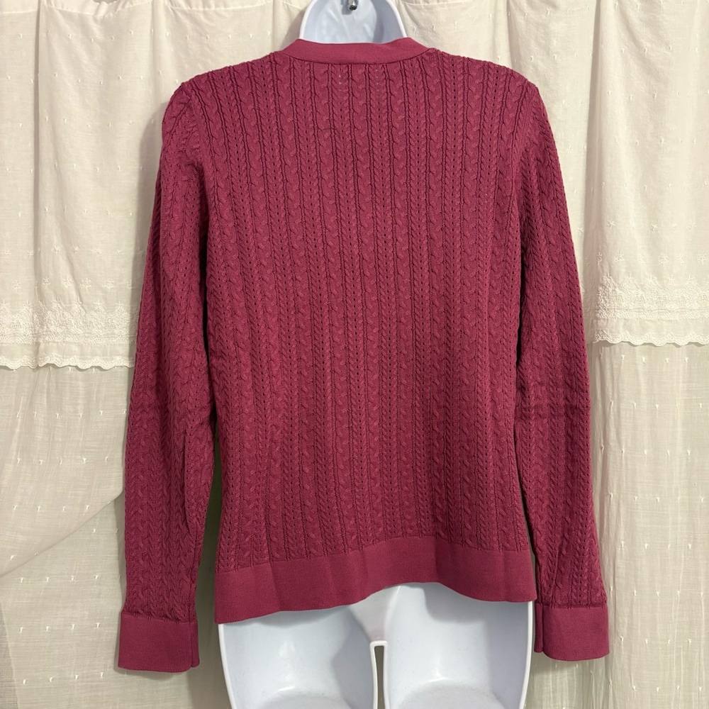 Talbots NWT Cotton Woman’s Pointelle Cabled Cardigan - Picture 3 of 6